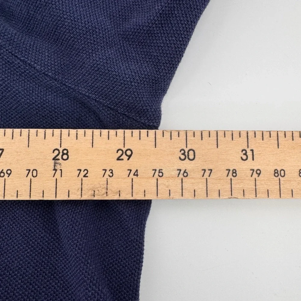 Polo Ralph Lauren Polo Shirt Men 3XB Navy Blue Long Sleeve Pique Cotton Big Tall